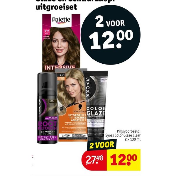 Palette, Syoss uitgroeispray, Syoss Color Glaze, Schwarzkopf uitgroeiset