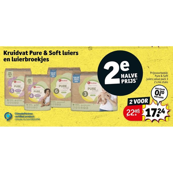 Kruidvat Pure & Soft luiers en luierbroekjes