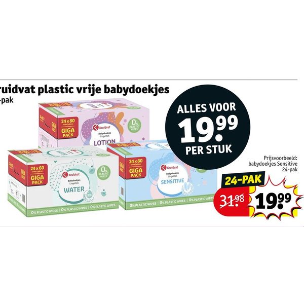 Plastic vrije babydoekjes 24-pak