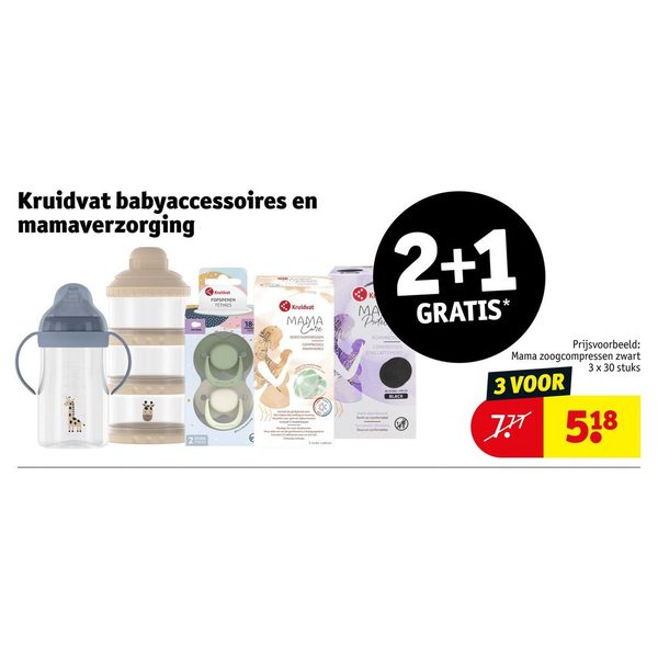 Babyaccessoires en mamaverzorging (o.a. fopspenen en zoogcompressen)