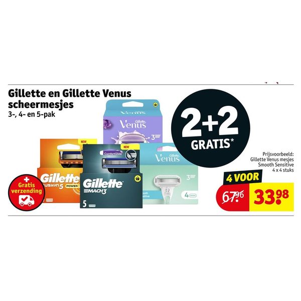 Gillette en Gillette Venus scheermesjes 3-, 4- en 5-pak