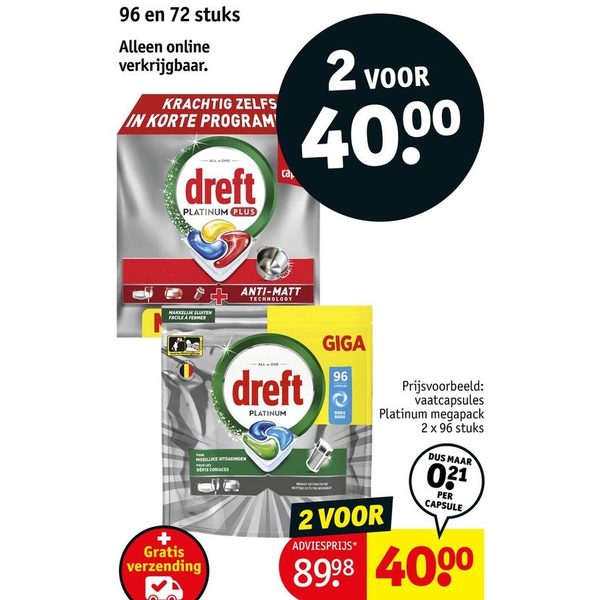 Dreft vaatwascapsules Platinum en Platinum Plus