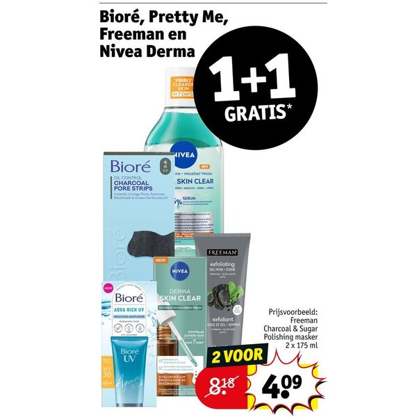 Bioré, Pretty Me, Freeman en Nivea Derma