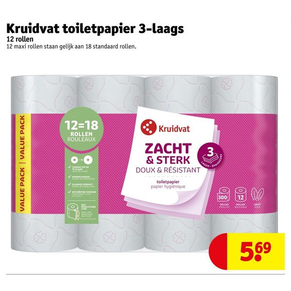 Kruidvat toiletpapier 3-laags