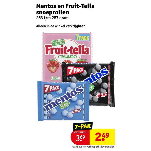 Mentos en Fruit-Tella snoeprollen
