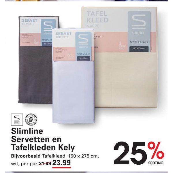Slimline Servetten en Tafelkleden Kely