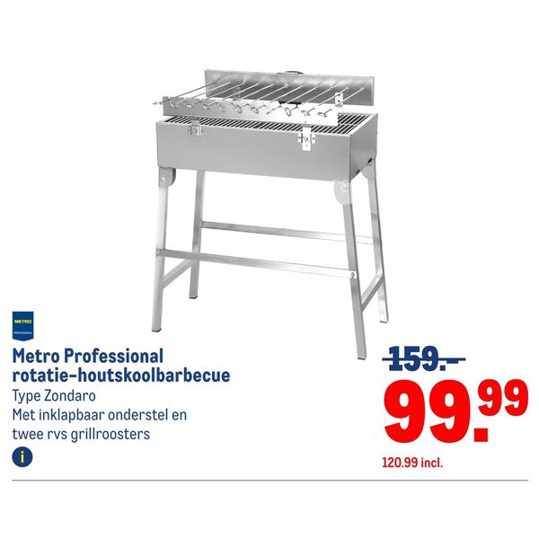 Metro Professional rotatie-houtskoolbarbecue