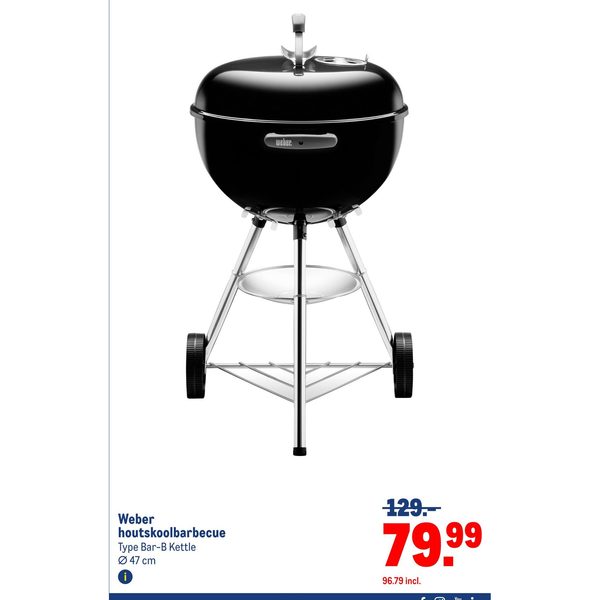 Weber houtskoolbarbecue Type Bar-B Kettle Ø 47 cm