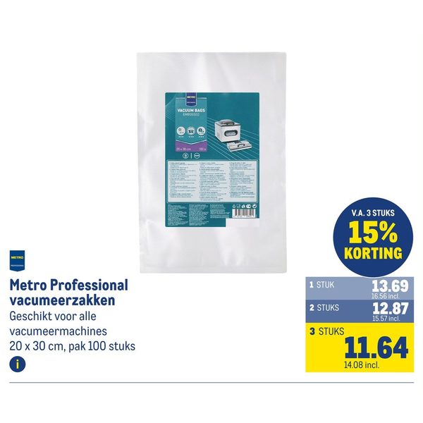 Metro Professional vacumeerzakken