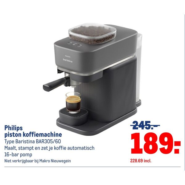 Philips piston koffiemachine Type Baristina BAR305/60