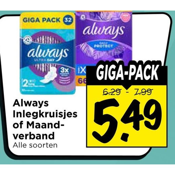 Always Inlegkruisjes of Maandverband