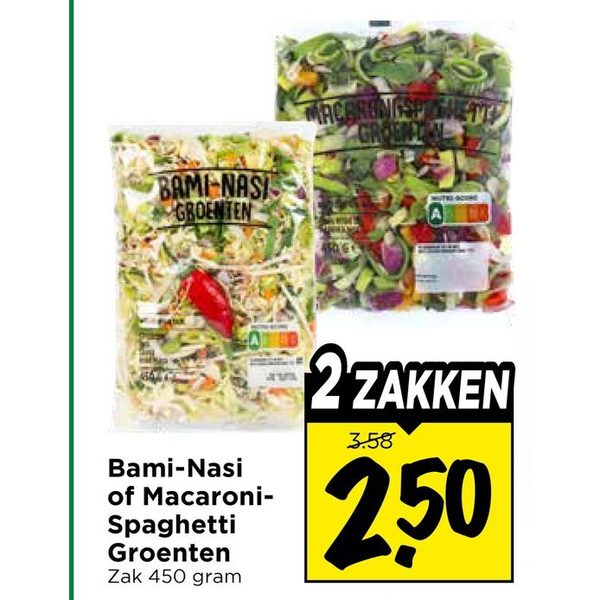 Bami-Nasi of Macaroni-Spaghetti Groenten