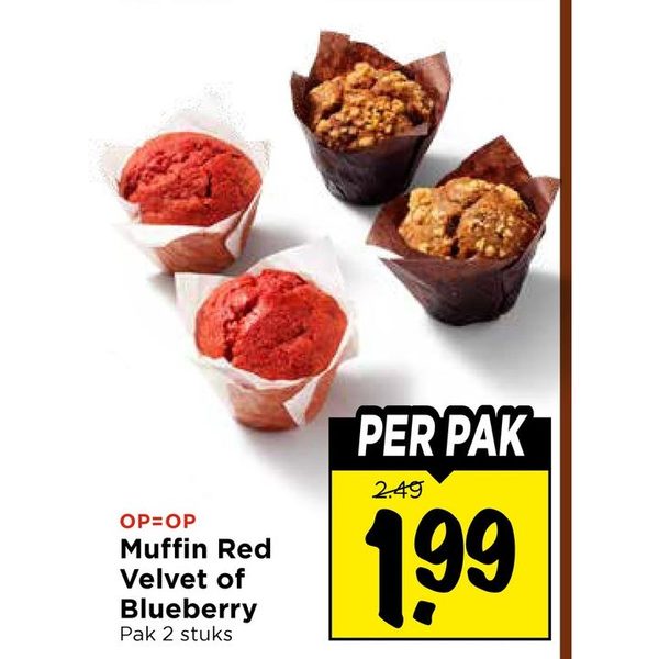 Muffin Red Velvet of Blueberry