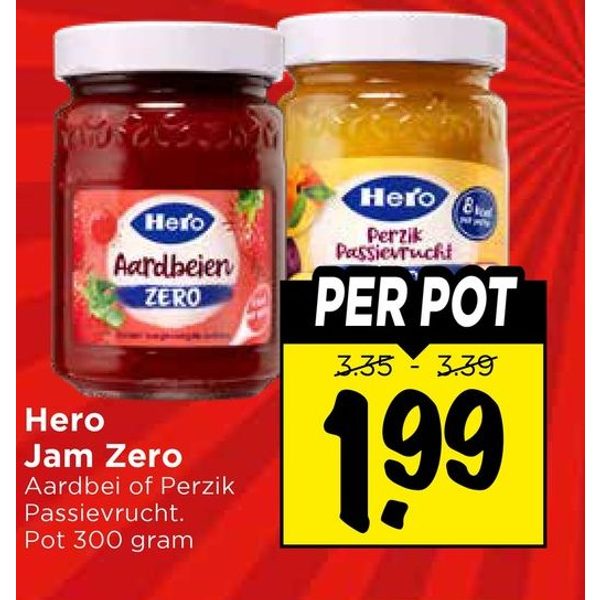 Jam Zero (Aardbei of Perzik Passievrucht)