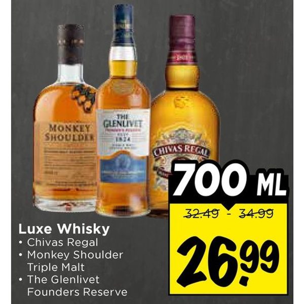Luxe Whisky (Chivas Regal, Monkey Shoulder, The Glenlivet)