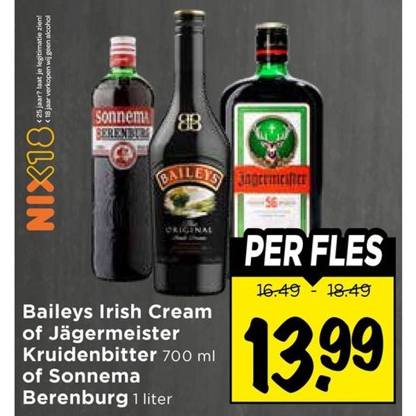 Baileys Irish Cream of Jägermeister Kruidenbitter of Sonnema Berenburg