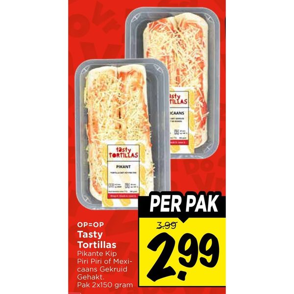 Tasty Tortillas Pikante Kip Piri Piri of Mexicaans Gekruid Gehakt