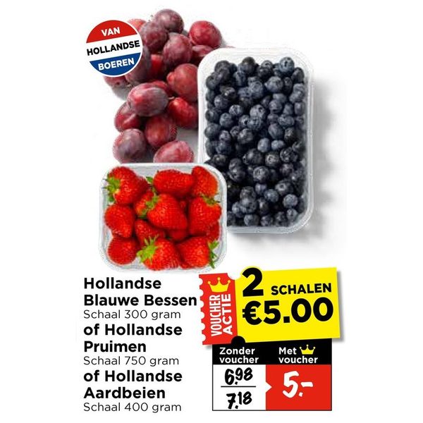 Hollandse Blauwe Bessen, Pruimen of Aardbeien