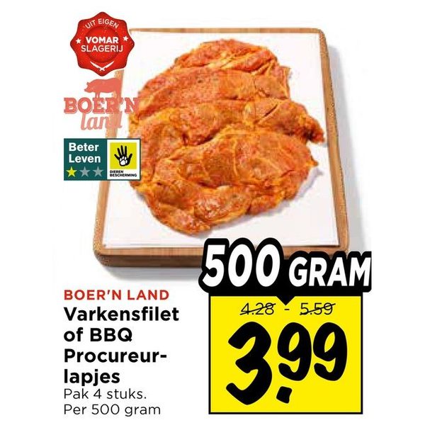 Boer'n Land Varkensfilet of BBQ Procureurlapjes