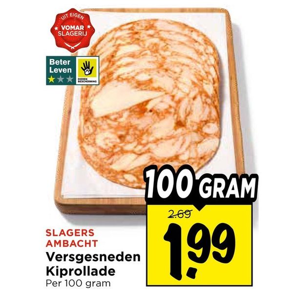 Slagers Ambacht Versgesneden Kiprollade