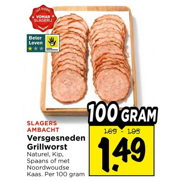 Slagers Ambacht Versgesneden Grillworst