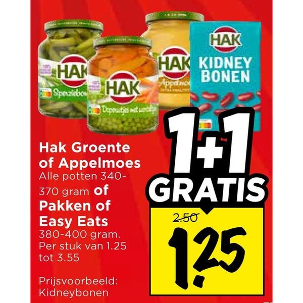 Groente, Appelmoes, Pakken of Easy Eats