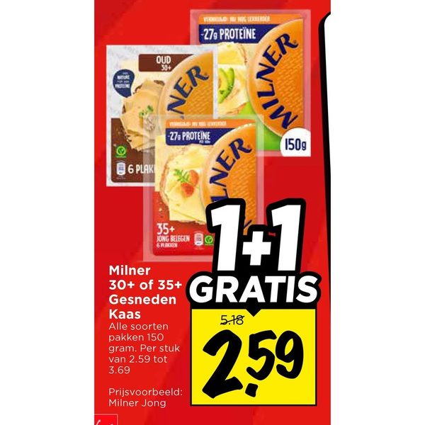 Milner 30+ of 35+ Gesneden Kaas