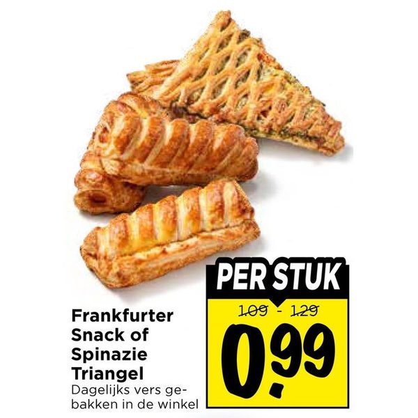Frankfurter Snack of Spinazie Triangel