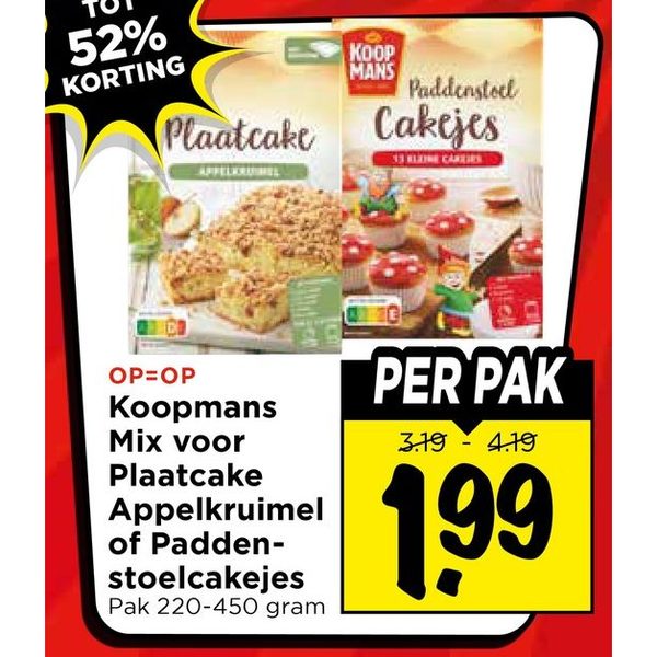 Mix voor Plaatcake Appelkruimel of Paddenstoelcakejes