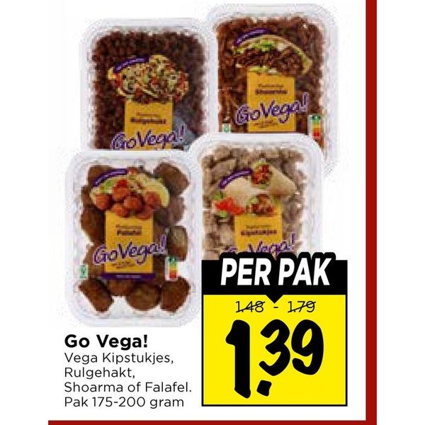 Go Vega! Vega Kipstukjes, Rulgehakt, Shoarma of Falafel