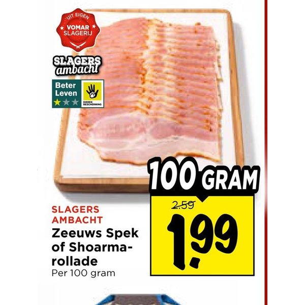 Slagers Ambacht Zeeuws Spek of Shoarma-rollade