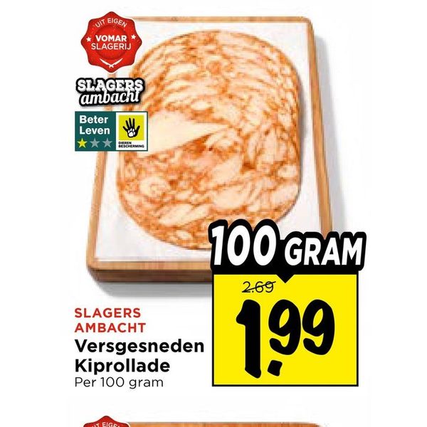 Slagers Ambacht Versgesneden Kiprollade
