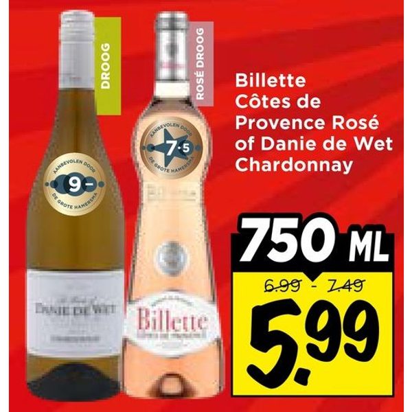 Billette Côtes de Provence Rosé of Danie de Wet Chardonnay