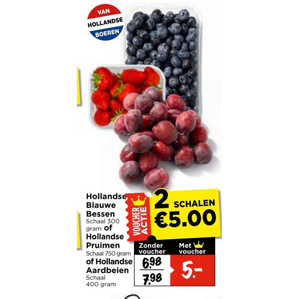 Hollandse Blauwe Bessen, Pruimen of Aardbeien