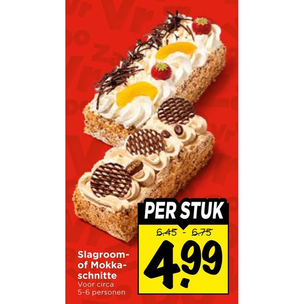 Slagroom- of Mokkaschnitte