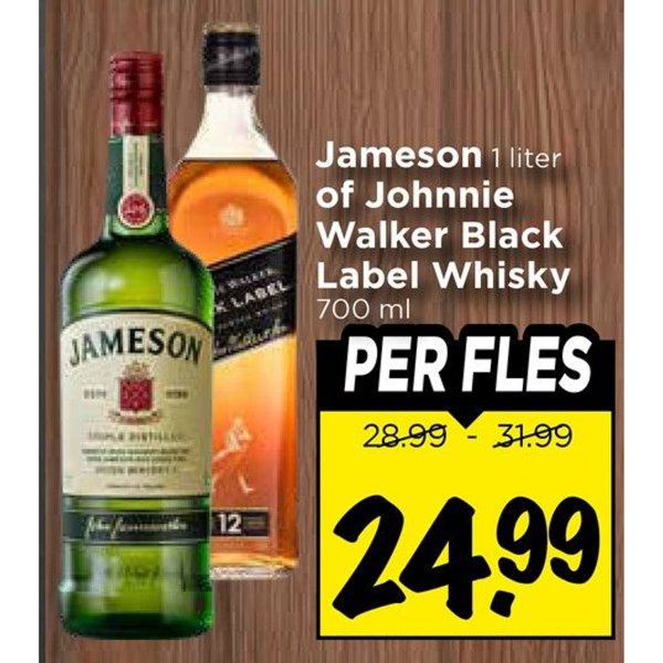 Jameson Irish Whiskey of Johnnie Walker Black Label