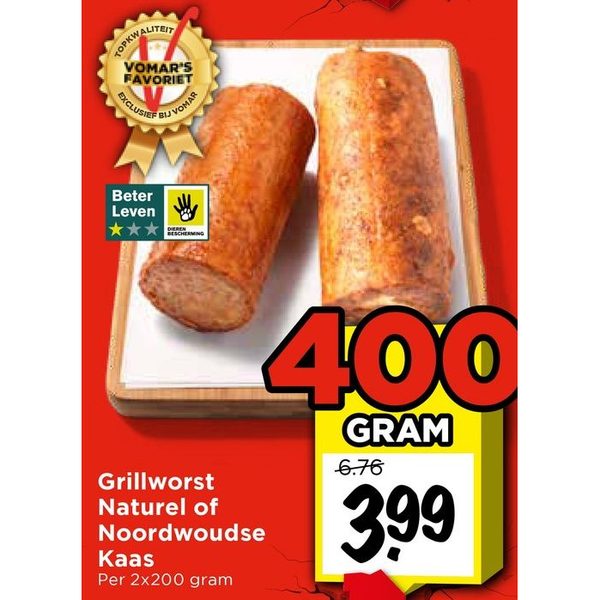 Grillworst Naturel of Noordwoudse Kaas