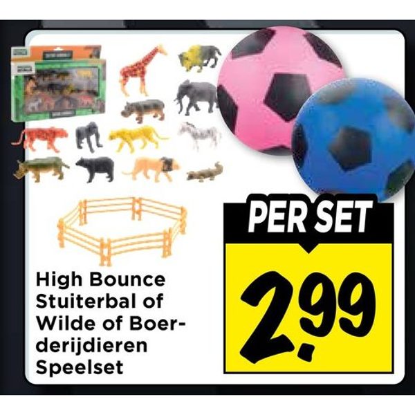 High Bounce Stuiterbal of Wilde of Boerderijdieren Speelset