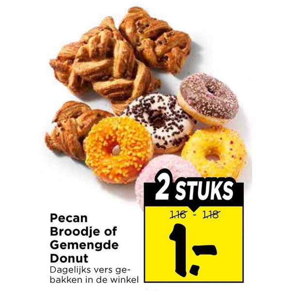 Pecan Broodje of Gemengde Donut
