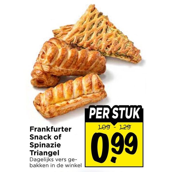 Frankfurter Snack of Spinazie Triangel