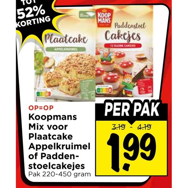 Mix voor Plaatcake Appelkruimel of Paddenstoelcakejes