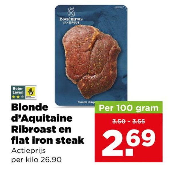 Blonde d'Aquitaine Ribroast en flat iron steak