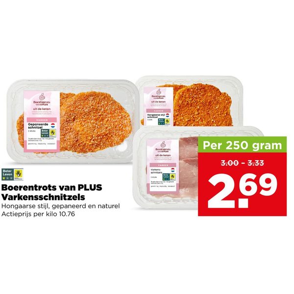 Boerentrots van PLUS Varkensschnitzels