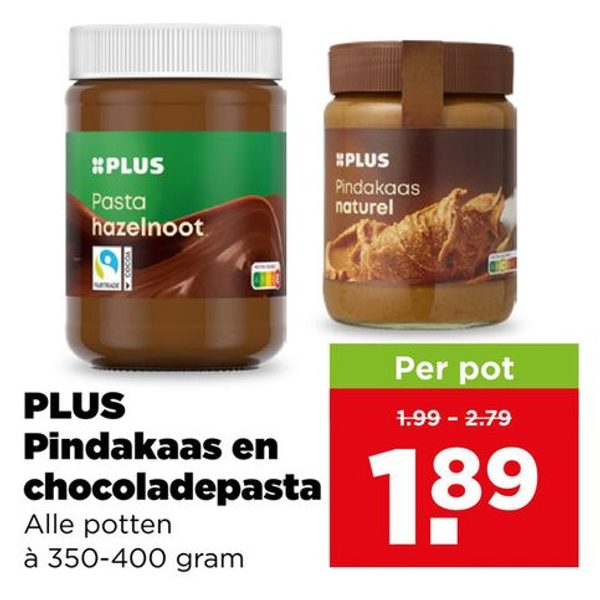 PLUS Pindakaas en chocoladepasta