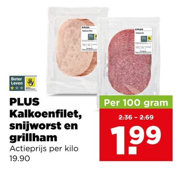 PLUS Kalkoenfilet, snijworst en grillham