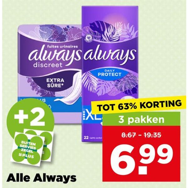 Always maandverband en inlegkruisjes