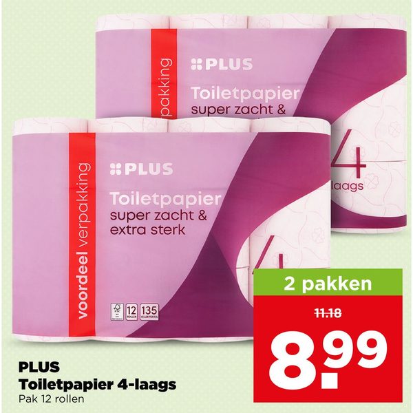PLUS Toiletpapier 4-laags