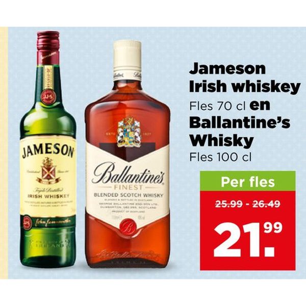 Jameson Irish whiskey en Ballantine's Whisky