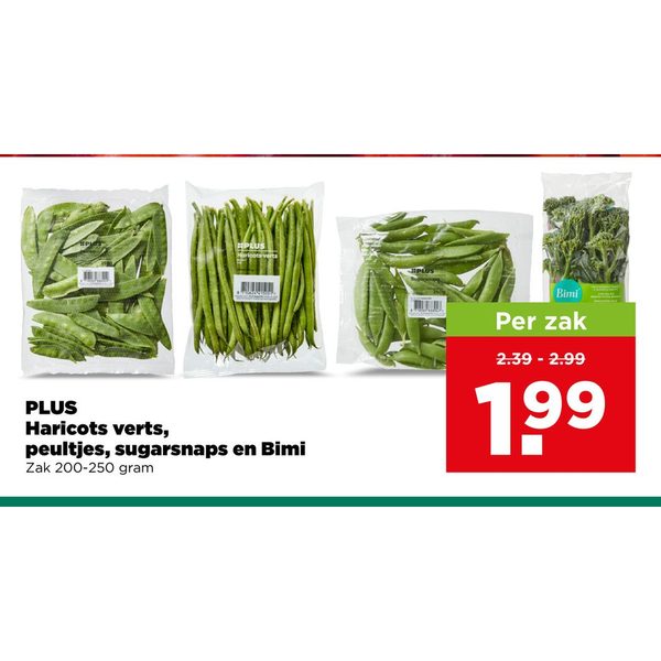 PLUS Haricots verts, peultjes, sugarsnaps en Bimi