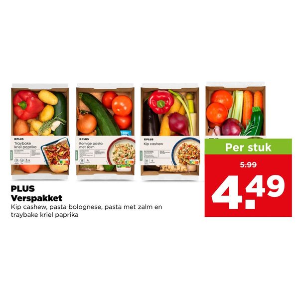 PLUS Verspakket (Traybake, Romige pasta, Kip cashew)